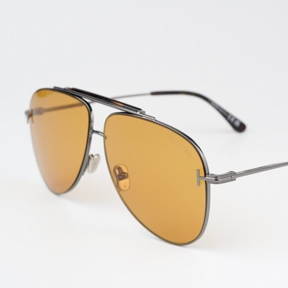 NEW Tom Ford FT1018/S 08E BRADY Anthracite Silver Brown Pilot Unisex Sunglasses - Picture 5 of 11